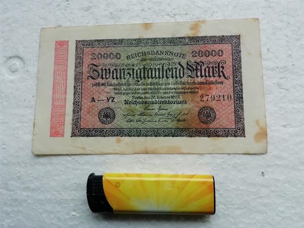 Grote foto bankbiljet duitsland reichsbanknote 20000 mark verzamelen munten duitsland