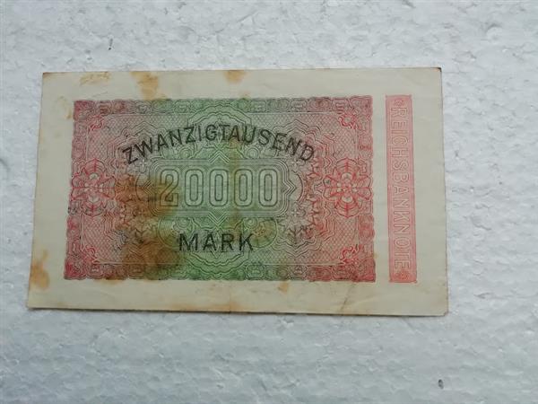 Grote foto bankbiljet duitsland reichsbanknote 20000 mark verzamelen munten duitsland