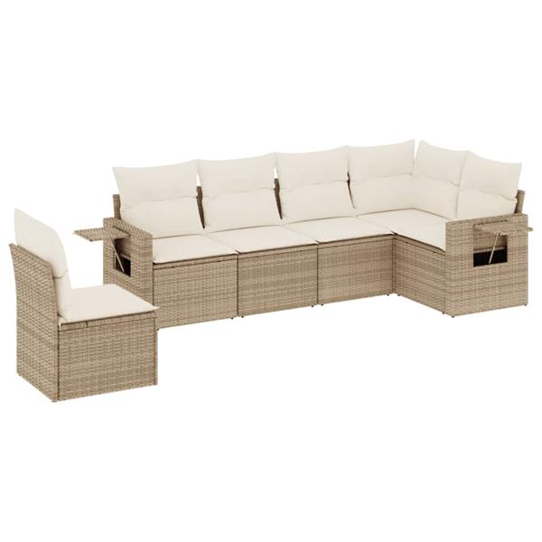 Grote foto vidaxl 6 delige loungeset met kussens poly rattan beige tuin en terras tuinmeubelen