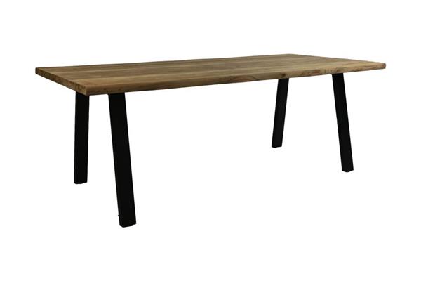 Grote foto eettafel semi rustiek teakhout 240x100x76 cm naturel teakhout metaal huis en inrichting eettafels