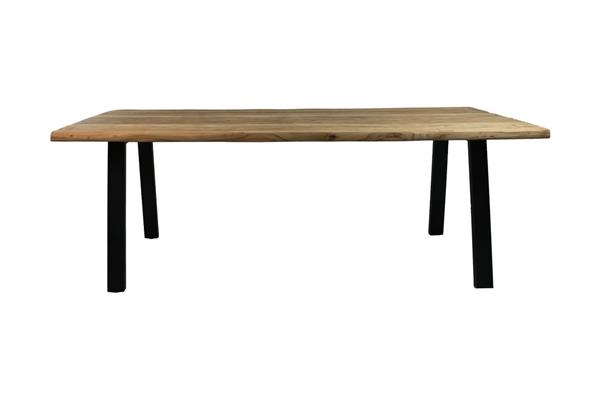 Grote foto eettafel semi rustiek teakhout 240x100x76 cm naturel teakhout metaal huis en inrichting eettafels
