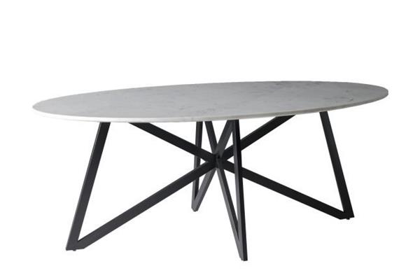 Grote foto eettafel ovaal marmer wit web black 200 cm huis en inrichting eettafels