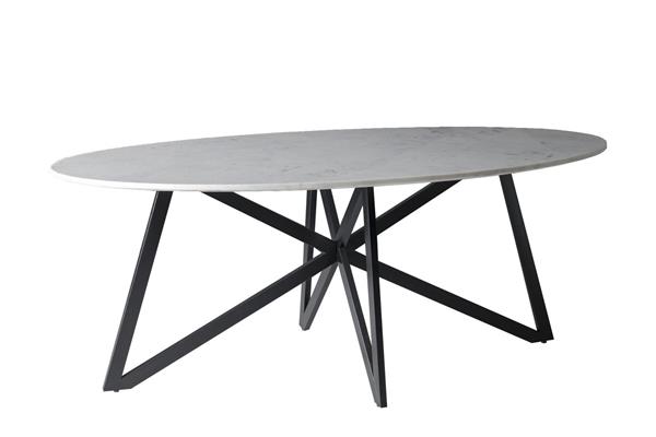 Grote foto eettafel ovaal marmer wit web black 200 cm huis en inrichting eettafels