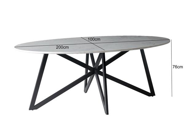 Grote foto eettafel ovaal marmer wit web black 200 cm huis en inrichting eettafels