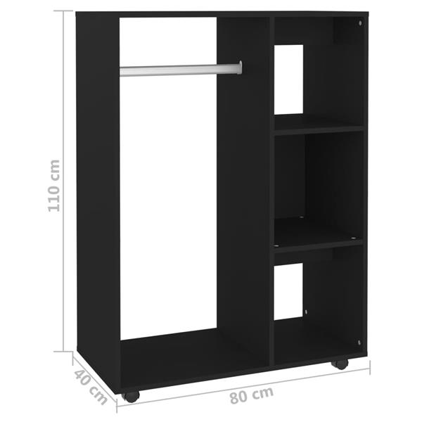 Grote foto vidaxl kledingkast 80x40x110 cm bewerkt hout zwart huis en inrichting overige