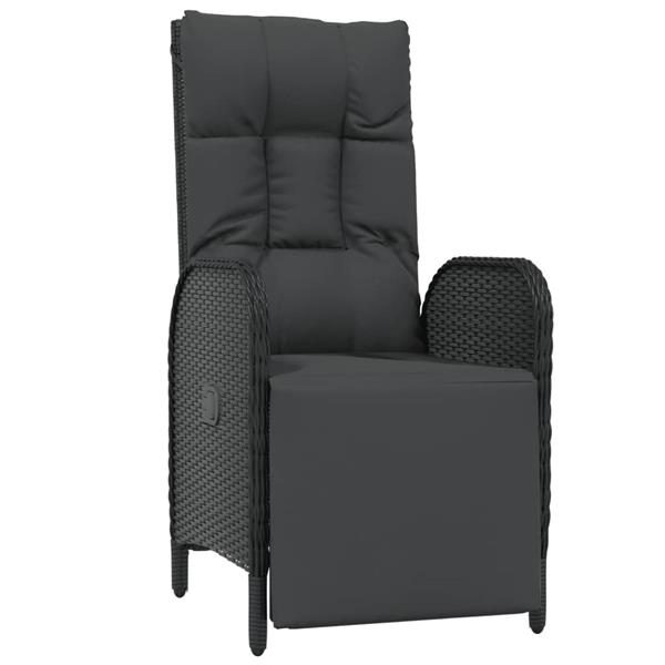 Grote foto vidaxl tuinstoelen 2 st verstelbaar met tafel poly rattan zwart tuin en terras tuinmeubelen