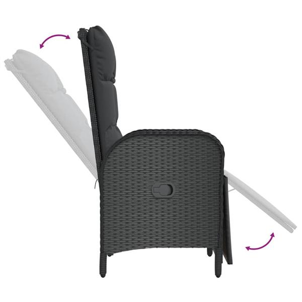 Grote foto vidaxl tuinstoelen 2 st verstelbaar met tafel poly rattan zwart tuin en terras tuinmeubelen
