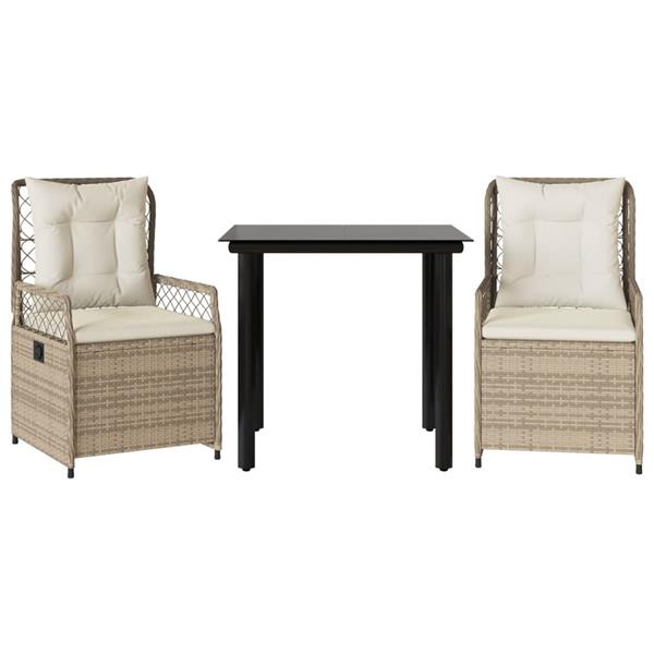 Grote foto vidaxl 3 delige tuinset met kussens poly rattan beige tuin en terras tuinmeubelen