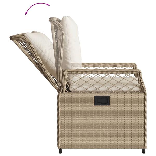 Grote foto vidaxl 3 delige tuinset met kussens poly rattan beige tuin en terras tuinmeubelen