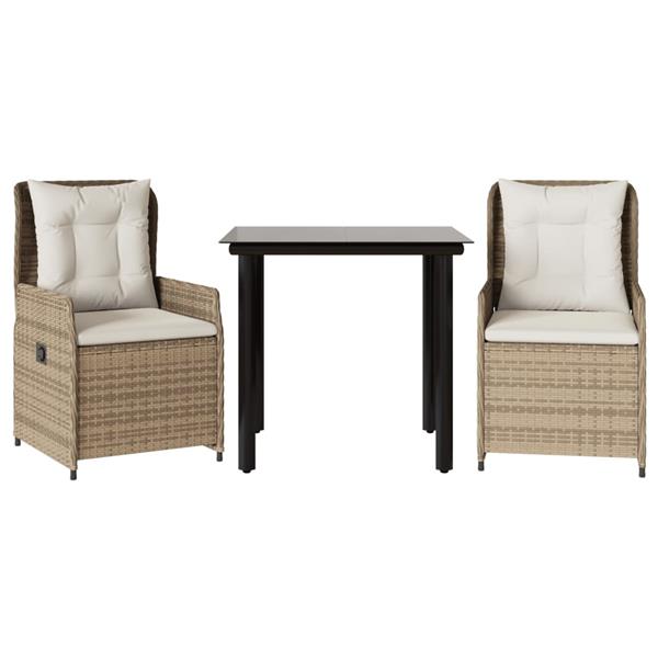 Grote foto vidaxl 3 delige tuinset met kussens poly rattan beige tuin en terras tuinmeubelen