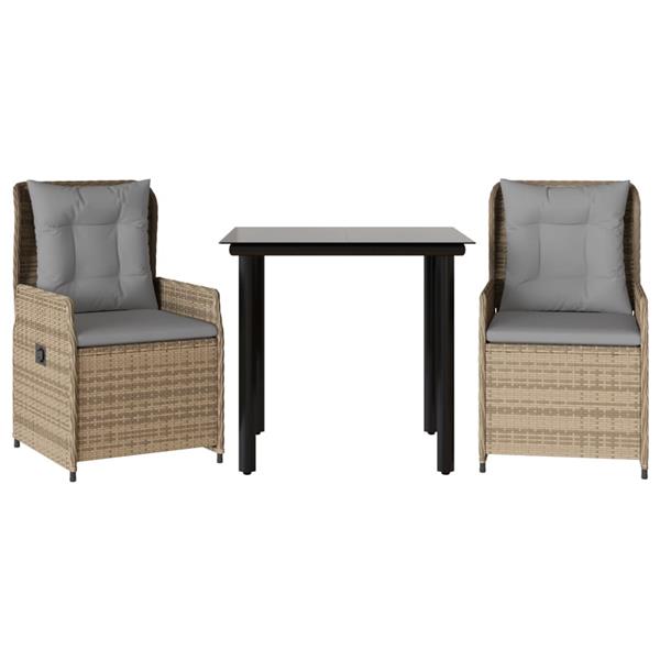 Grote foto vidaxl 3 delige tuinset met kussens poly rattan beige tuin en terras tuinmeubelen