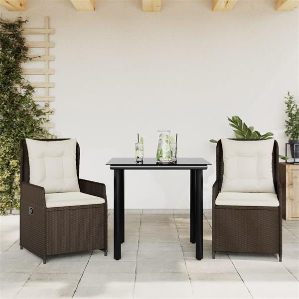 Grote foto vidaxl 3 delige tuinset met kussens poly rattan bruin tuin en terras tuinmeubelen