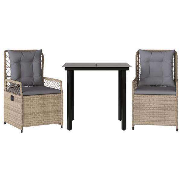Grote foto vidaxl 3 delige tuinset met kussens poly rattan beige tuin en terras tuinmeubelen