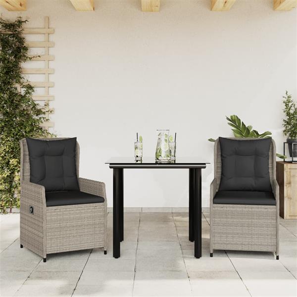Grote foto vidaxl 3 delige tuinset met kussens poly rattan lichtgrijs tuin en terras tuinmeubelen