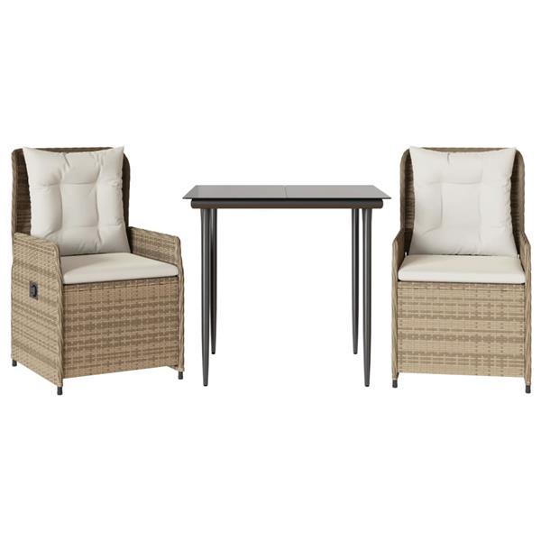 Grote foto vidaxl 3 delige tuinset met kussens poly rattan beige tuin en terras tuinmeubelen