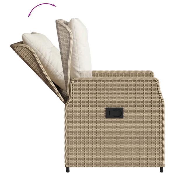 Grote foto vidaxl 3 delige tuinset met kussens poly rattan beige tuin en terras tuinmeubelen