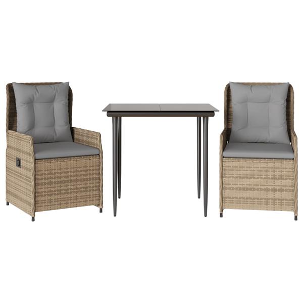Grote foto vidaxl 3 delige tuinset met kussens poly rattan beige tuin en terras tuinmeubelen