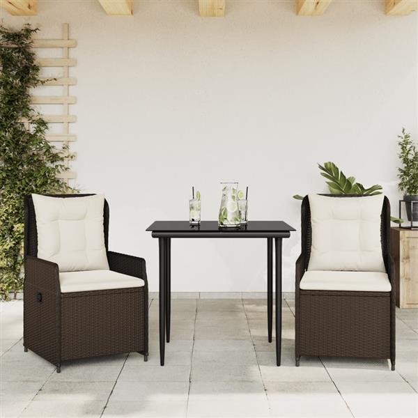 Grote foto vidaxl 3 delige tuinset met kussens poly rattan bruin tuin en terras tuinmeubelen