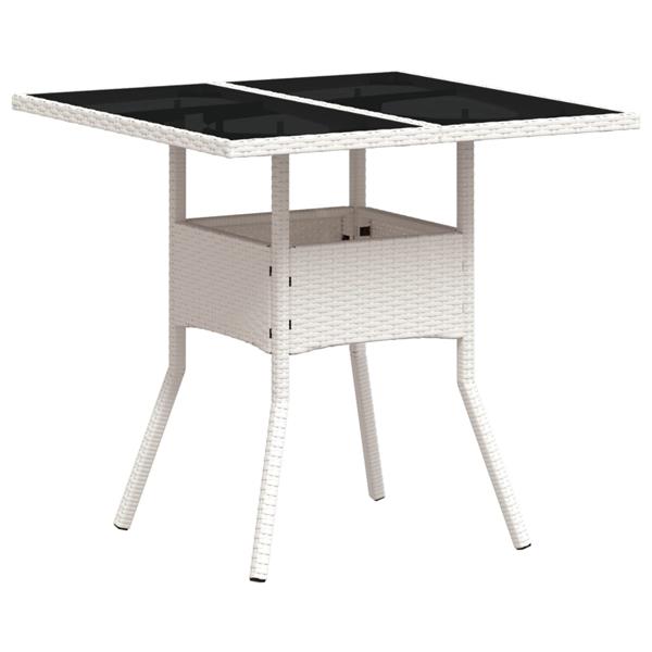 Grote foto vidaxl 3 delige tuinset met kussens poly rattan en glas grijs tuin en terras tuinmeubelen