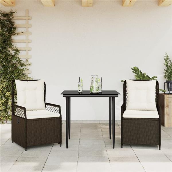 Grote foto vidaxl 3 delige tuinset met kussens poly rattan bruin tuin en terras tuinmeubelen