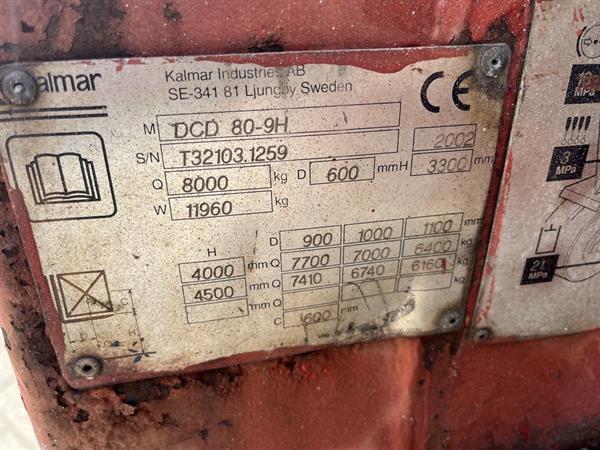 Grote foto heftruck forklift kalmar dcd80 900 forklift vorkverstelling perkins diesel agrarisch heftrucks