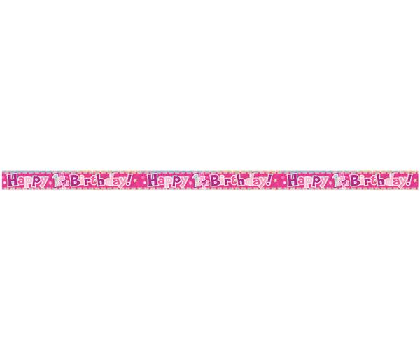 Grote foto happy 1st birthday pink prism banner 12 ft verzamelen overige verzamelingen