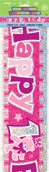 Grote foto happy 1st birthday pink prism banner 12 ft verzamelen overige verzamelingen