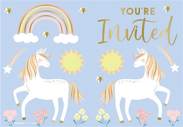 Grote foto dainty unicorn invitations 8ct verzamelen overige verzamelingen