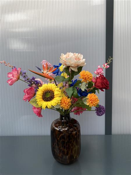 Grote foto luxe veldboeket kunst zijdenbloemen kleurrijk huis en inrichting woningdecoratie