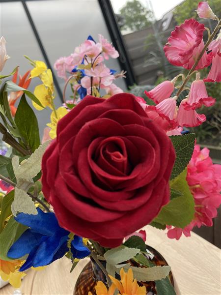 Grote foto luxe veldboeket kunst zijdenbloemen kleurrijk huis en inrichting woningdecoratie