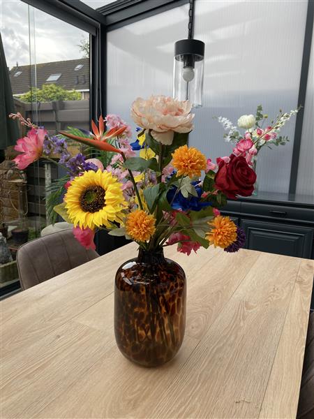 Grote foto luxe veldboeket kunst zijdenbloemen kleurrijk huis en inrichting woningdecoratie