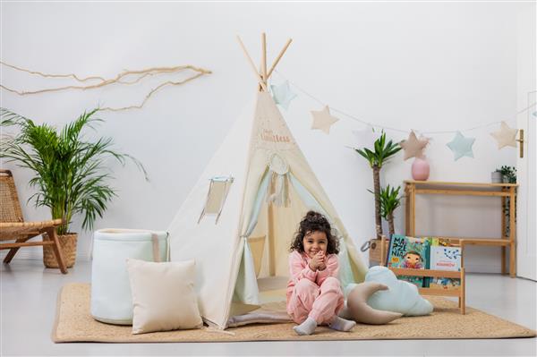 Grote foto set xxl tipi tent pastel square met accessoires set xxl tipi tent speelmat 3 kussens speelgoed kinderen en baby overige
