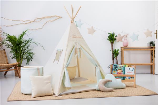 Grote foto set xxl tipi tent pastel square met accessoires set xxl tipi tent speelmat 3 kussens speelgoed kinderen en baby overige