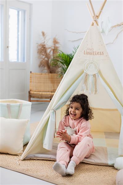 Grote foto set xxl tipi tent pastel square met accessoires set xxl tipi tent speelmat 3 kussens speelgoed kinderen en baby overige