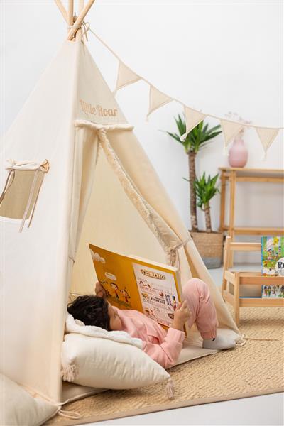 Grote foto set xxl tipi tent little roar met accessoires set xxl tipi tetn speelmat binnenzak slinger 3 kinderen en baby overige