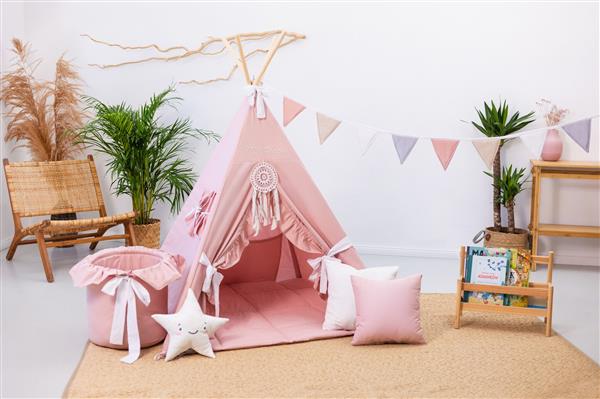 Grote foto set xxl tipi tent ms. bow met accessoires xxl set tipi tent speelmat 3 kussens speelgoedmand kinderen en baby overige