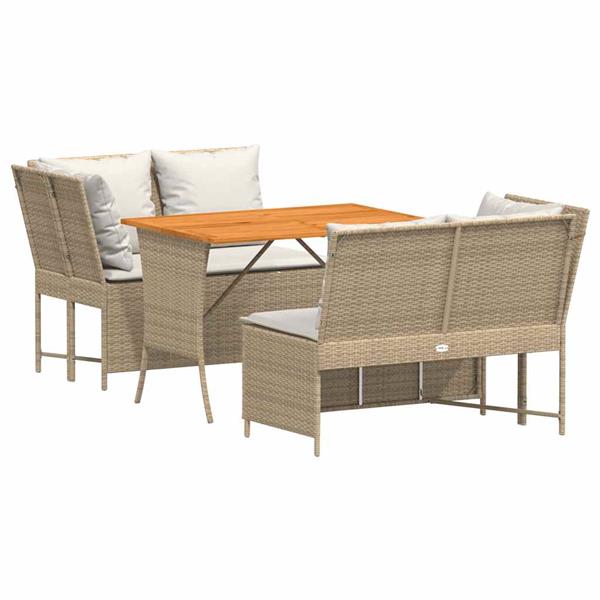 Grote foto vidaxl 3 delige loungeset met kussens poly rattan beige tuin en terras tuinmeubelen