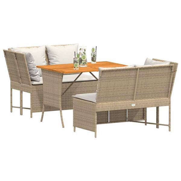 Grote foto vidaxl 3 delige loungeset met kussens poly rattan beige tuin en terras tuinmeubelen