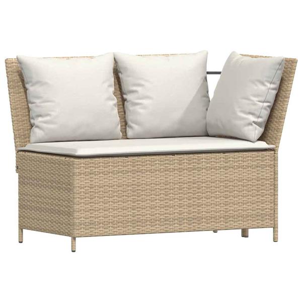 Grote foto vidaxl 3 delige loungeset met kussens poly rattan beige tuin en terras tuinmeubelen