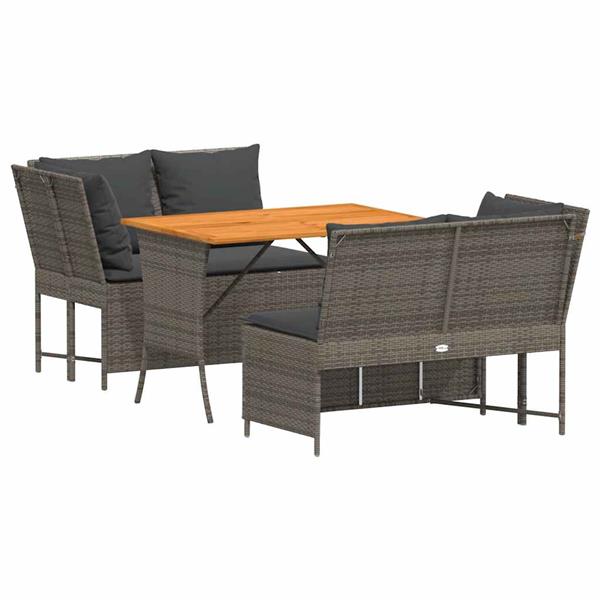 Grote foto vidaxl 3 delige loungeset met kussens poly rattan grijs tuin en terras tuinmeubelen