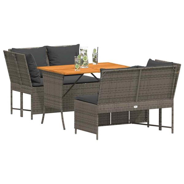 Grote foto vidaxl 3 delige loungeset met kussens poly rattan grijs tuin en terras tuinmeubelen