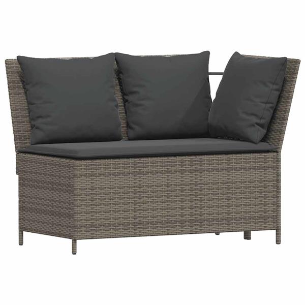 Grote foto vidaxl 3 delige loungeset met kussens poly rattan grijs tuin en terras tuinmeubelen