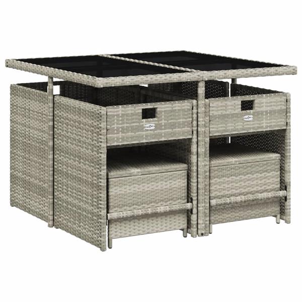 Grote foto vidaxl 9 delige tuinset met kussens poly rattan lichtgrijs tuin en terras tuinmeubelen