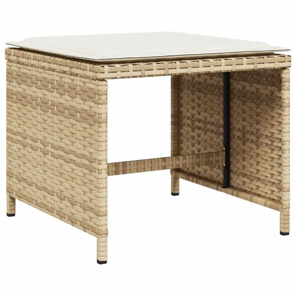 Grote foto vidaxl 9 delige tuinset met kussens poly rattan beige tuin en terras tuinmeubelen