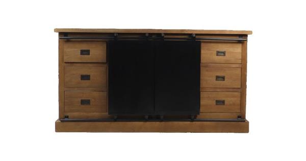 Grote foto dressoir blackburn 2 deur 6 la 180 cm naturel teak zwart metaal huis en inrichting eettafels