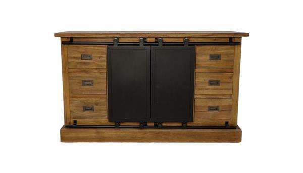 Grote foto dressoir blackburn 2 deur 6 la 180 cm naturel teak zwart metaal huis en inrichting eettafels