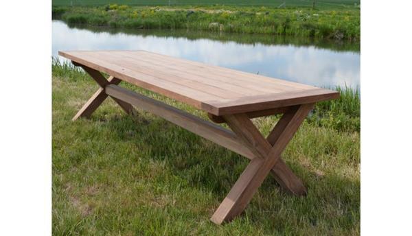 Grote foto tuin eettafel cross teakhout 300x100 cm huis en inrichting eettafels
