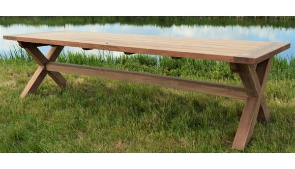 Grote foto tuin eettafel cross teakhout 300x100 cm huis en inrichting eettafels