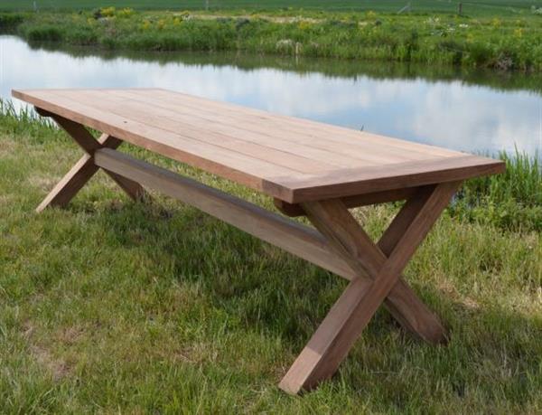 Grote foto tuin eettafel cross teakhout 300x100 cm huis en inrichting eettafels