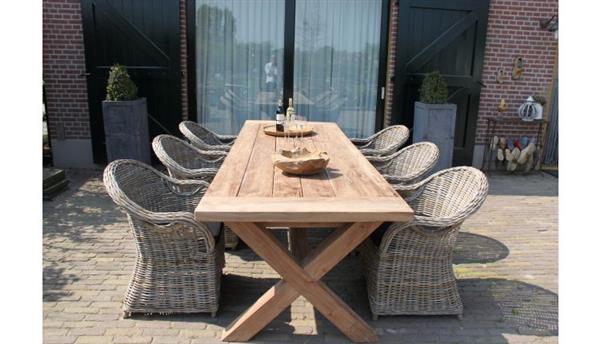 Grote foto tuin eettafel cross teakhout 300x100 cm huis en inrichting eettafels
